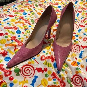 Aldo pink crocodile pattern pointed heels
